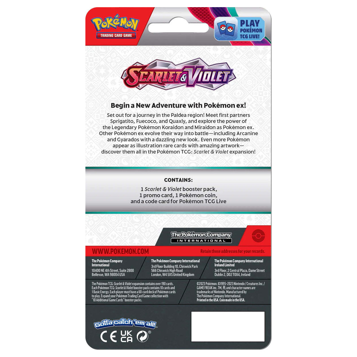 Pokemon Scarlet & Violet Checklane Blister Pack Pair Back