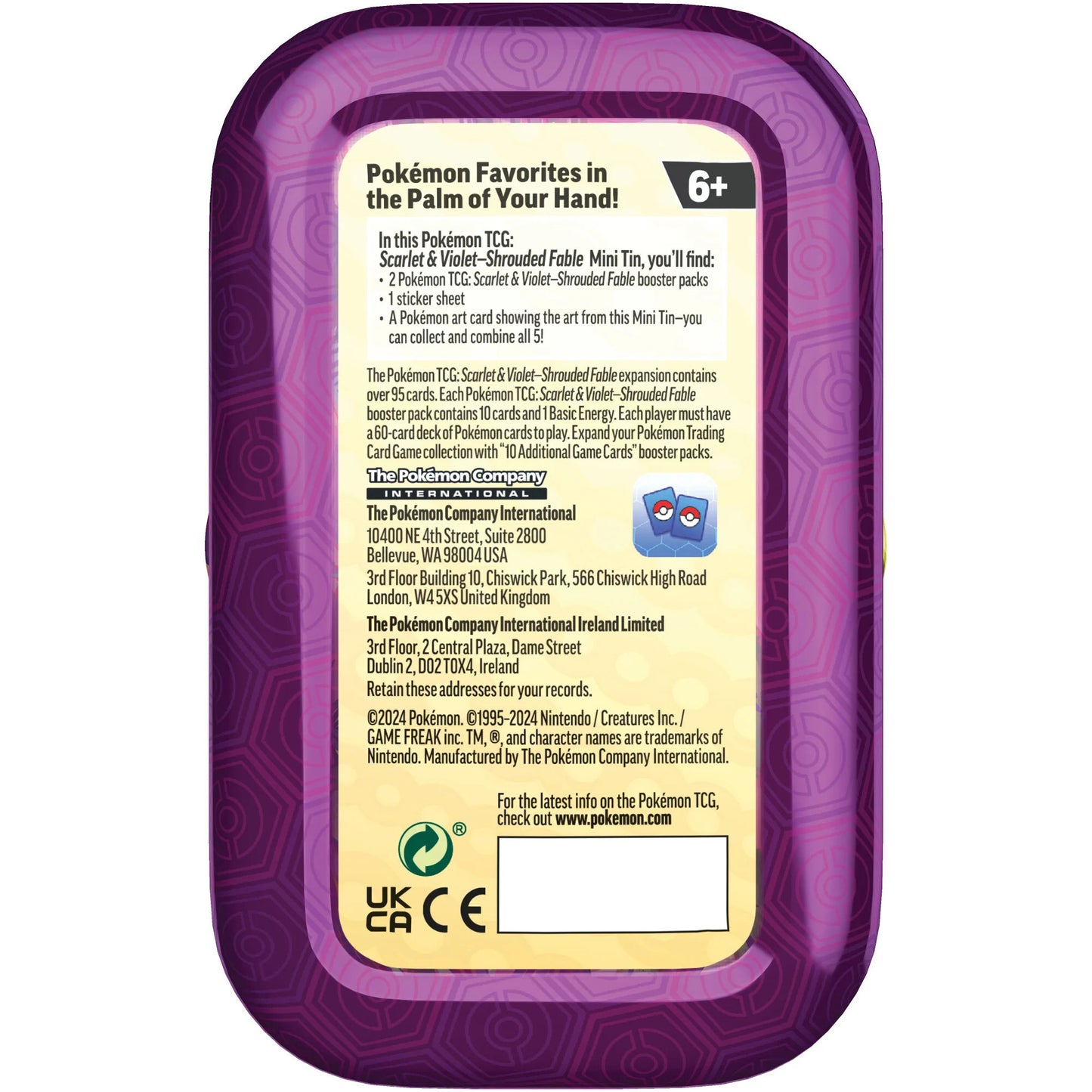 Pokemon Shrouded Fable Mini Tin Back