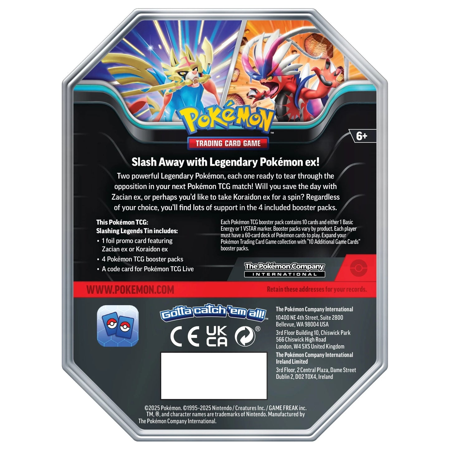Pokemon Slashing Legends Tin Back