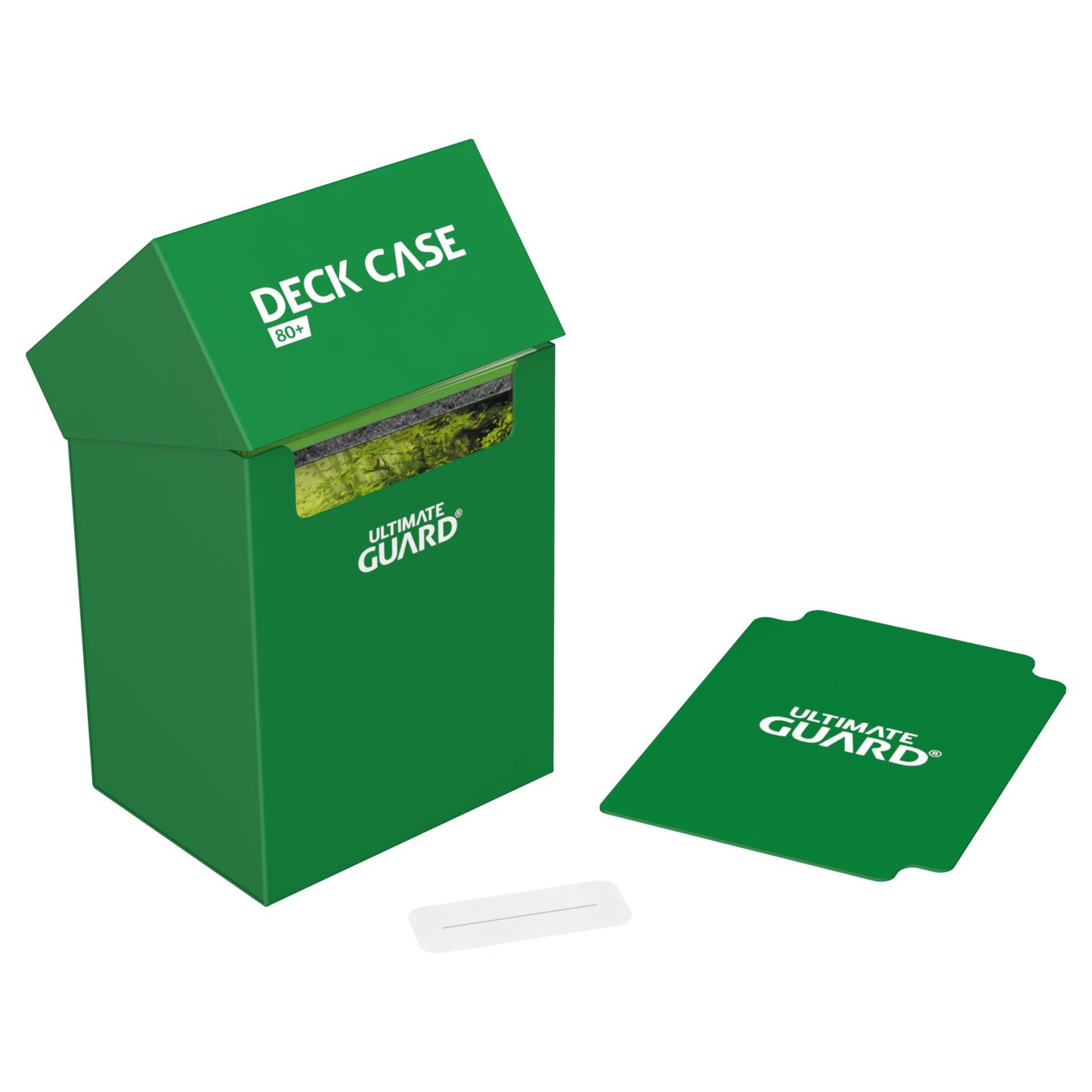 Ultimate Guard 80+ Green Deck Box with label and divider