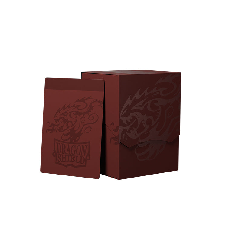 Dragon Shield Deck Box Blood Red fits 100 single sleeved or 80 double sleeved cards and fits inside large Nest box or Magic Carpet
