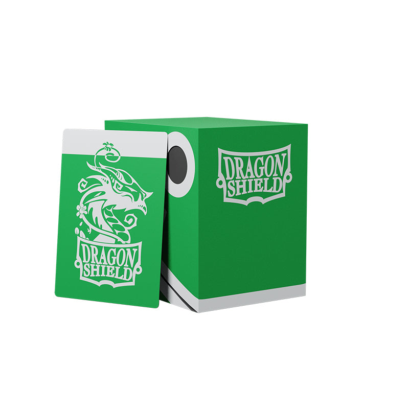 Dragon Shield Double Deck Box Green fits 150 single sleeved or 120 double sleeved cards and fits inside large Nest box or Magic Carpet