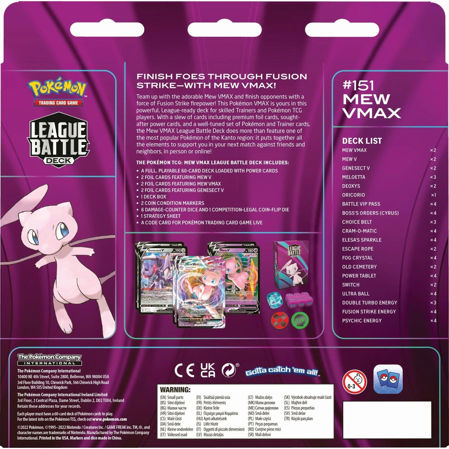 Pokemon Mew VMAX League Battle Deck contents