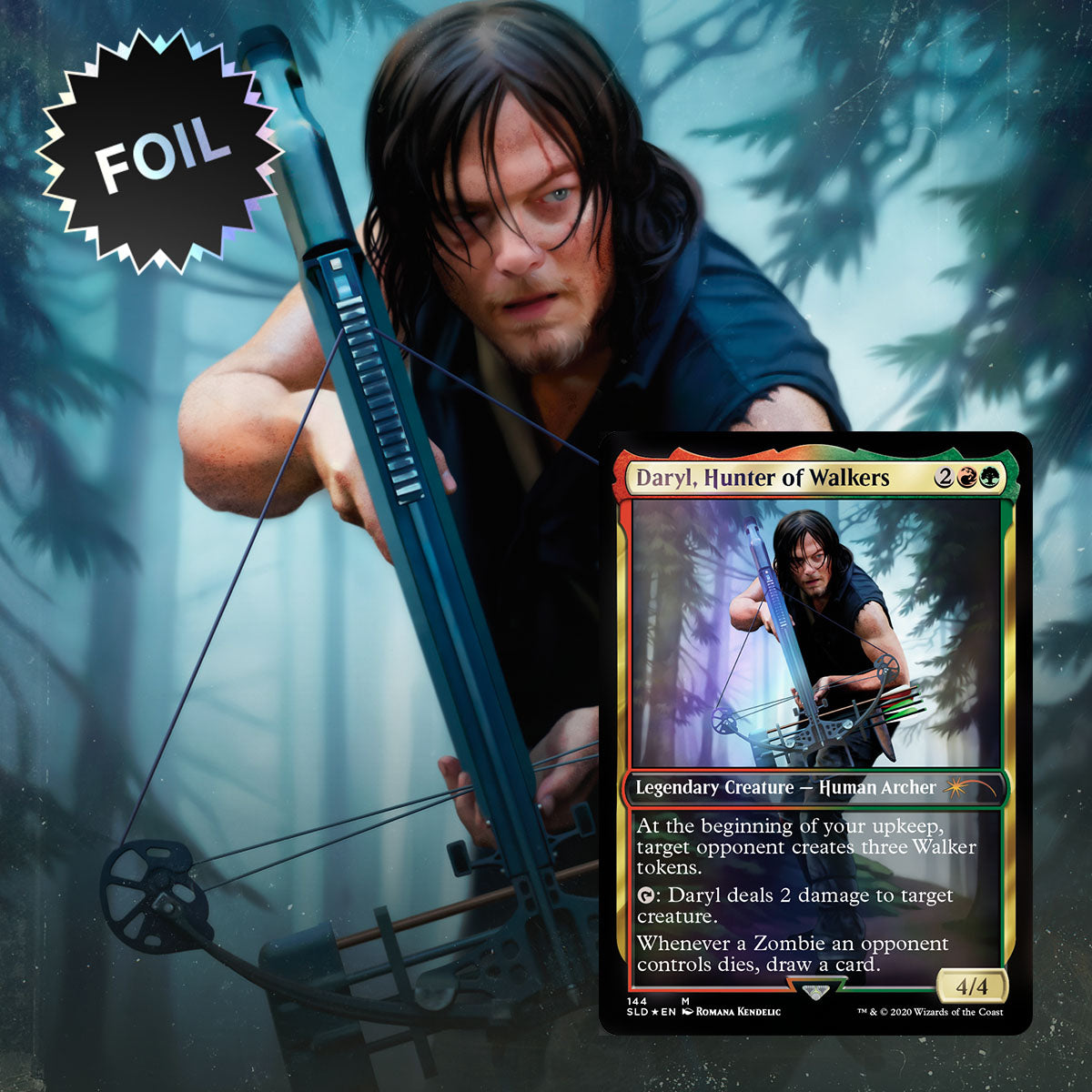 MTG x Walking Dead Secret Lair Card Daryl Hunter of Walkers