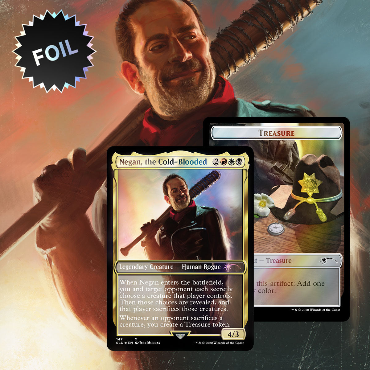 MTG x Walking Dead Secret Lair Card Negan the Cold-Blooded