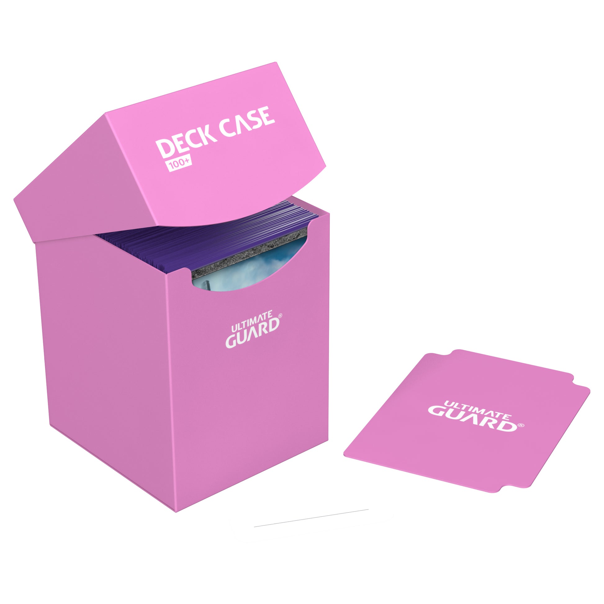Ultimate Guard 100+ Pink Deck Box with label and divider