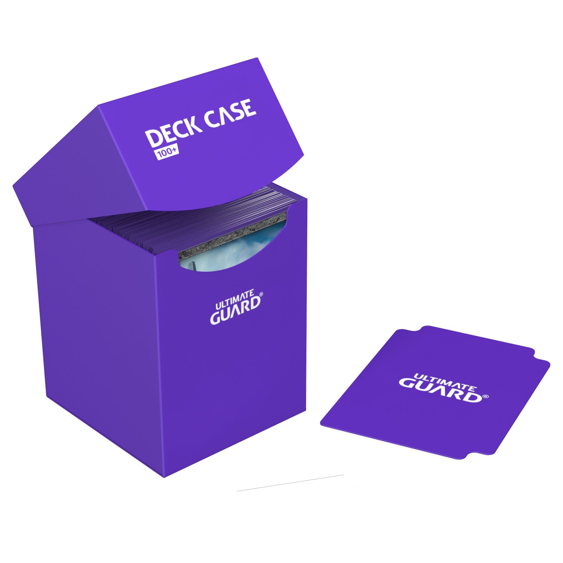 Ultimate Guard 100+ Purple Deck Box with label and divider