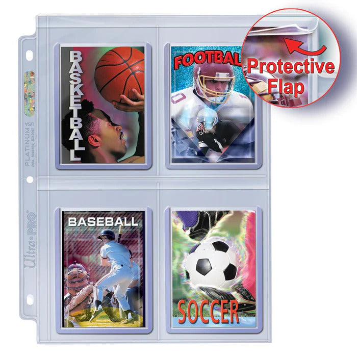 Ultra Pro 4-Pocket Secure Binder Pages For Toploaders Platinum Series (100)