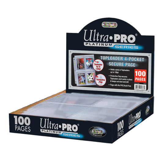 Ultra Pro 4-Pocket Secure Binder Pages For Toploaders Platinum Series (100)