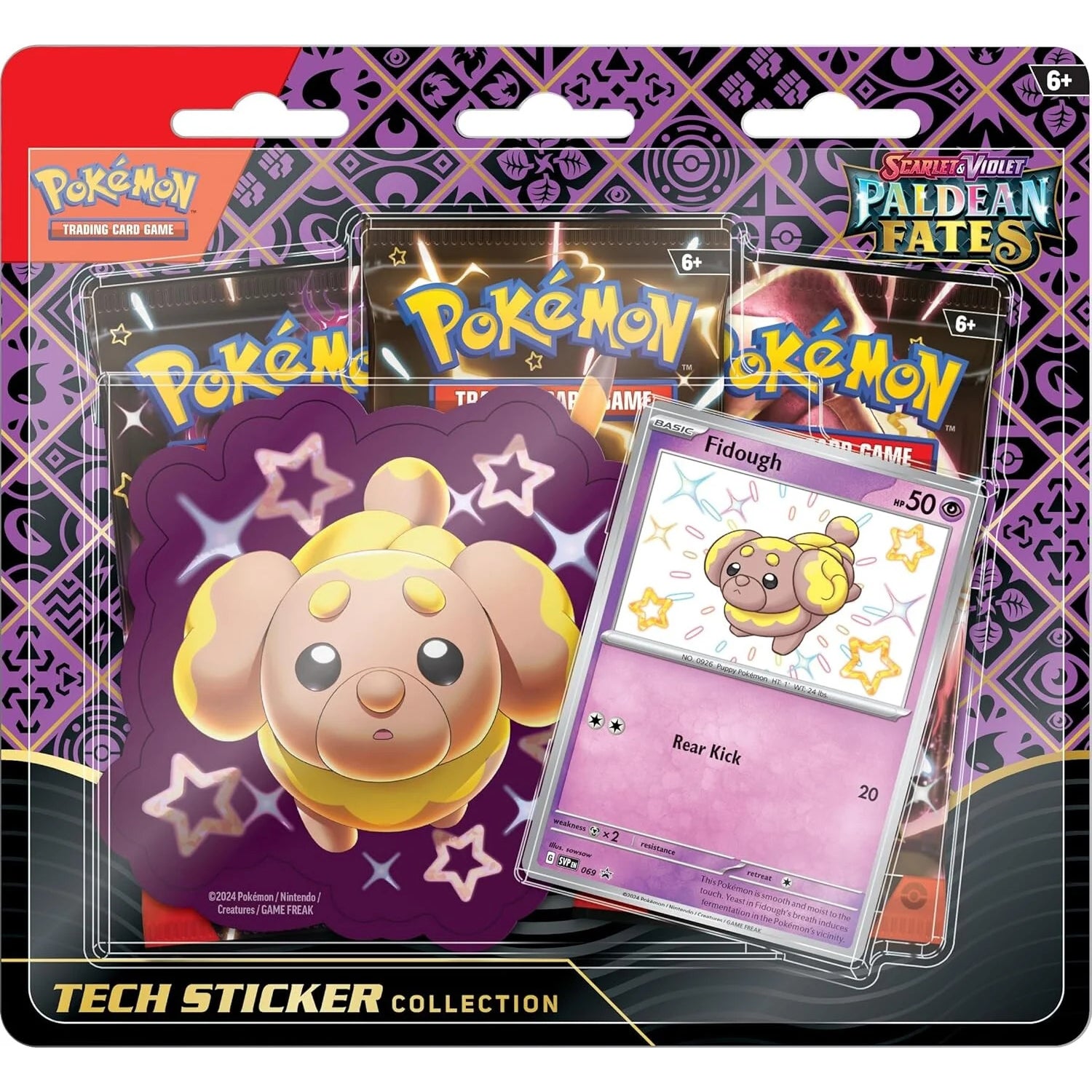 Paldean Fates Fidough Promo Tech Sticker Collection Blister