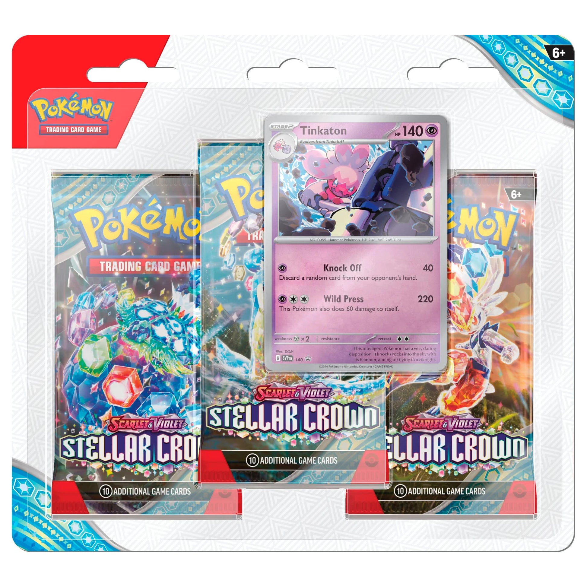 Pokemon Stellar Crown 3 Pack Blister Tinkaton Promo SVP140