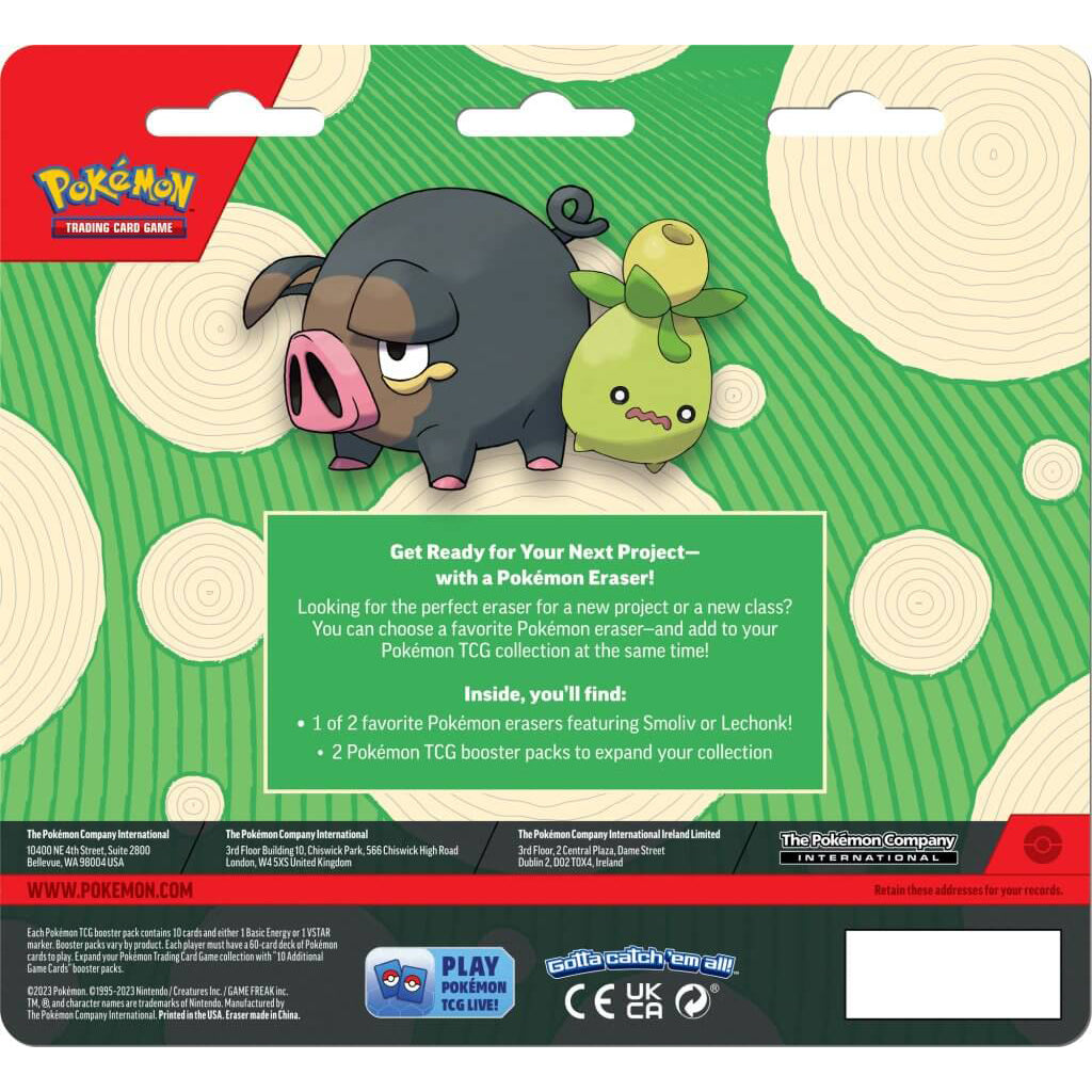 Pokemon Back to School Eraser Blister 2023 back