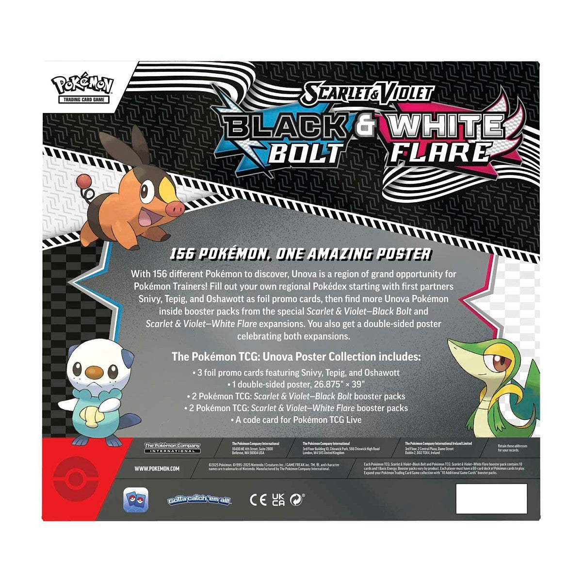 Pokemon Black Bolt and White Flare Unova Poster Collection Back