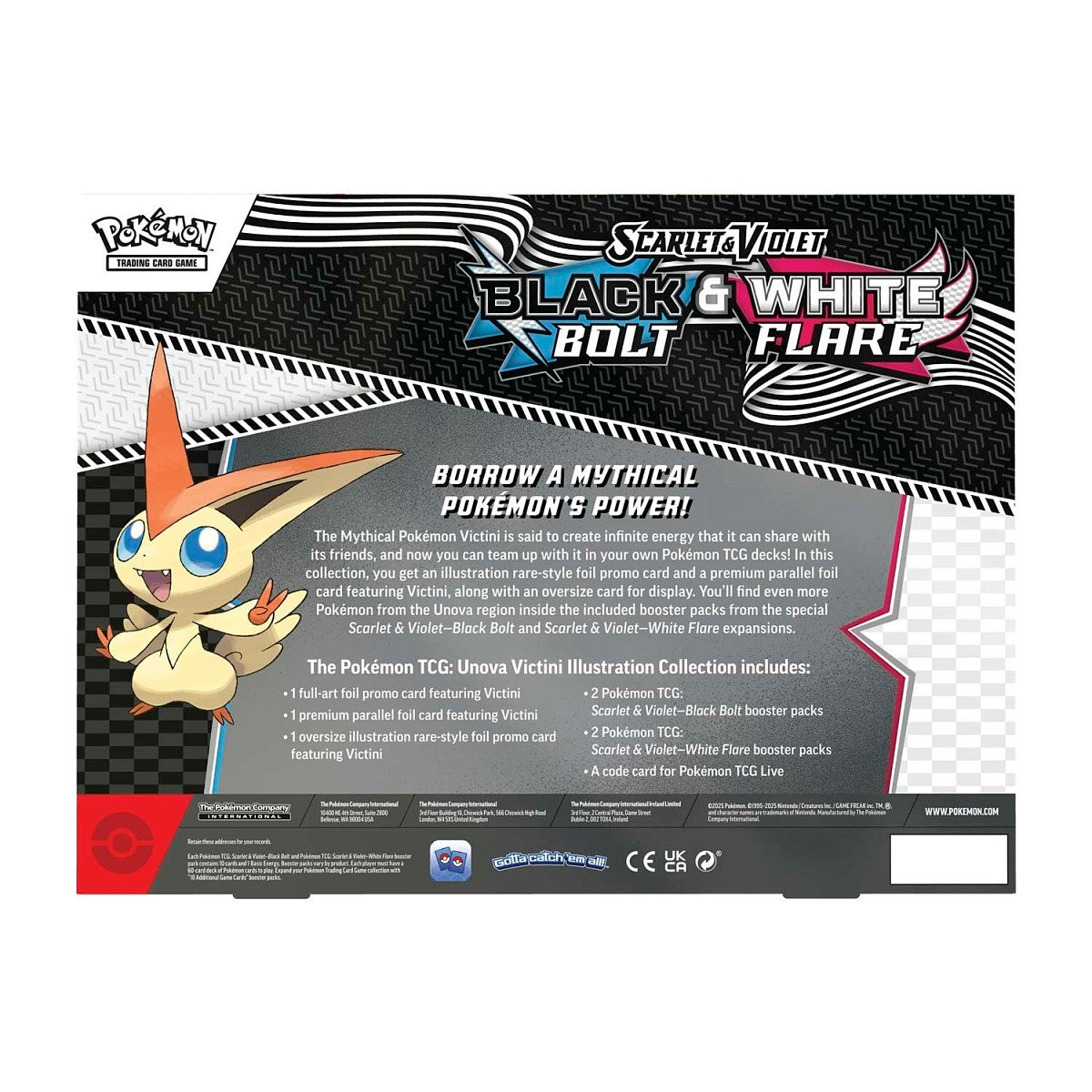 Pokemon Black Bolt and White Flare Victini Ilutration Collection Box Back