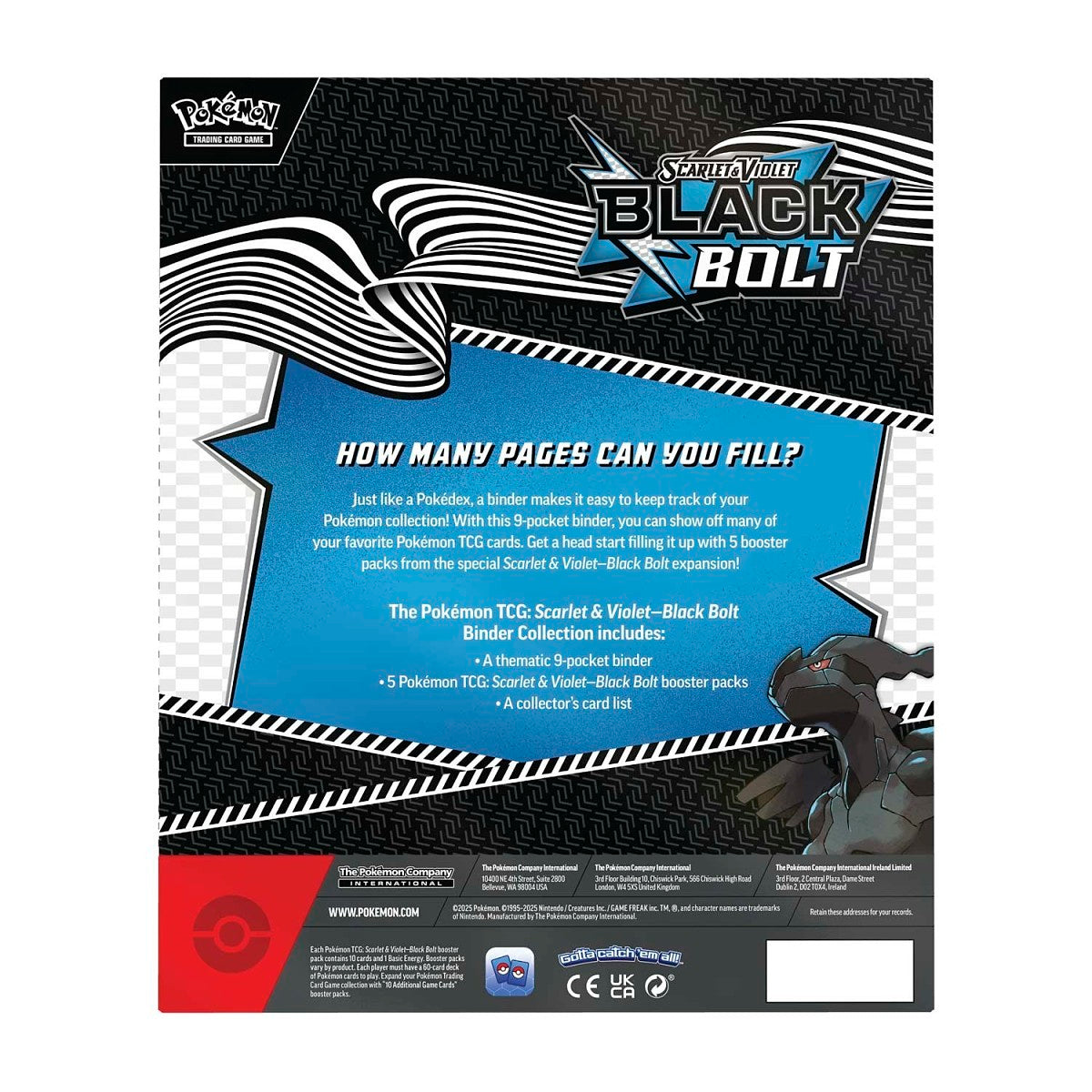 Pokemon Black Bolt Binder Collection Box Back
