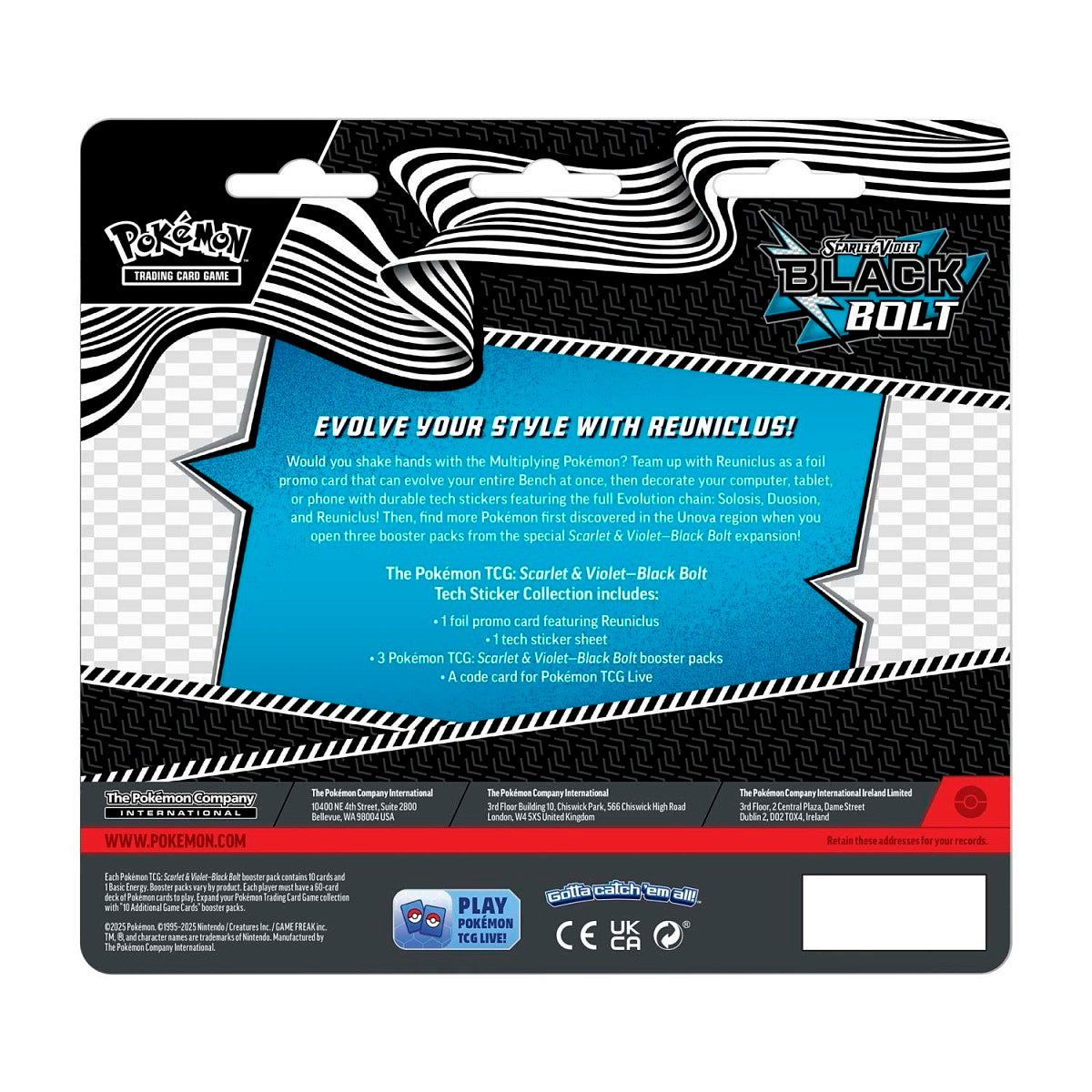 Pokemon Black Bolt Tech Sticker Collection Blister Back