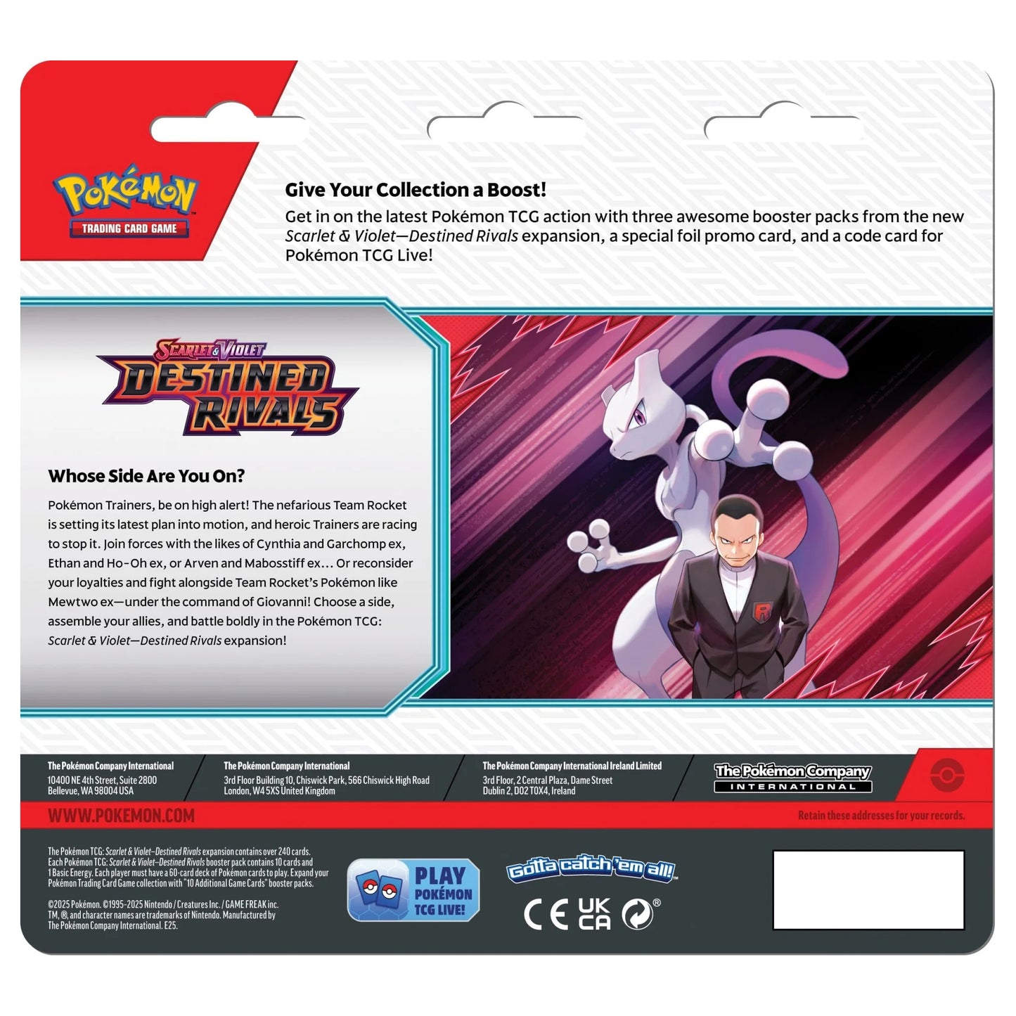 Pokemon Destined Rivals 3 Pack Blister Back