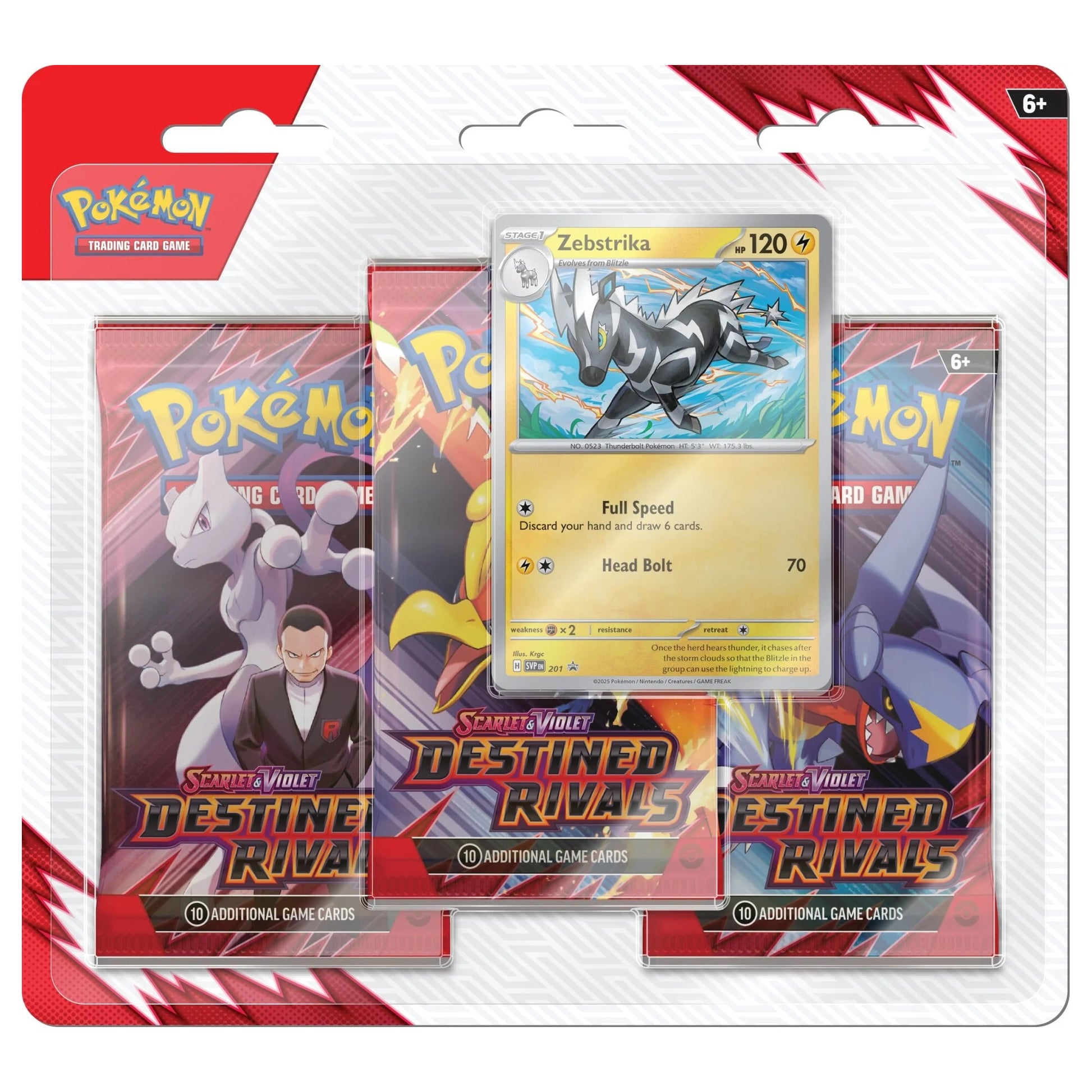 Pokemon Destined Rivals 3 Pack Blister Zebstrika Promo SVP201