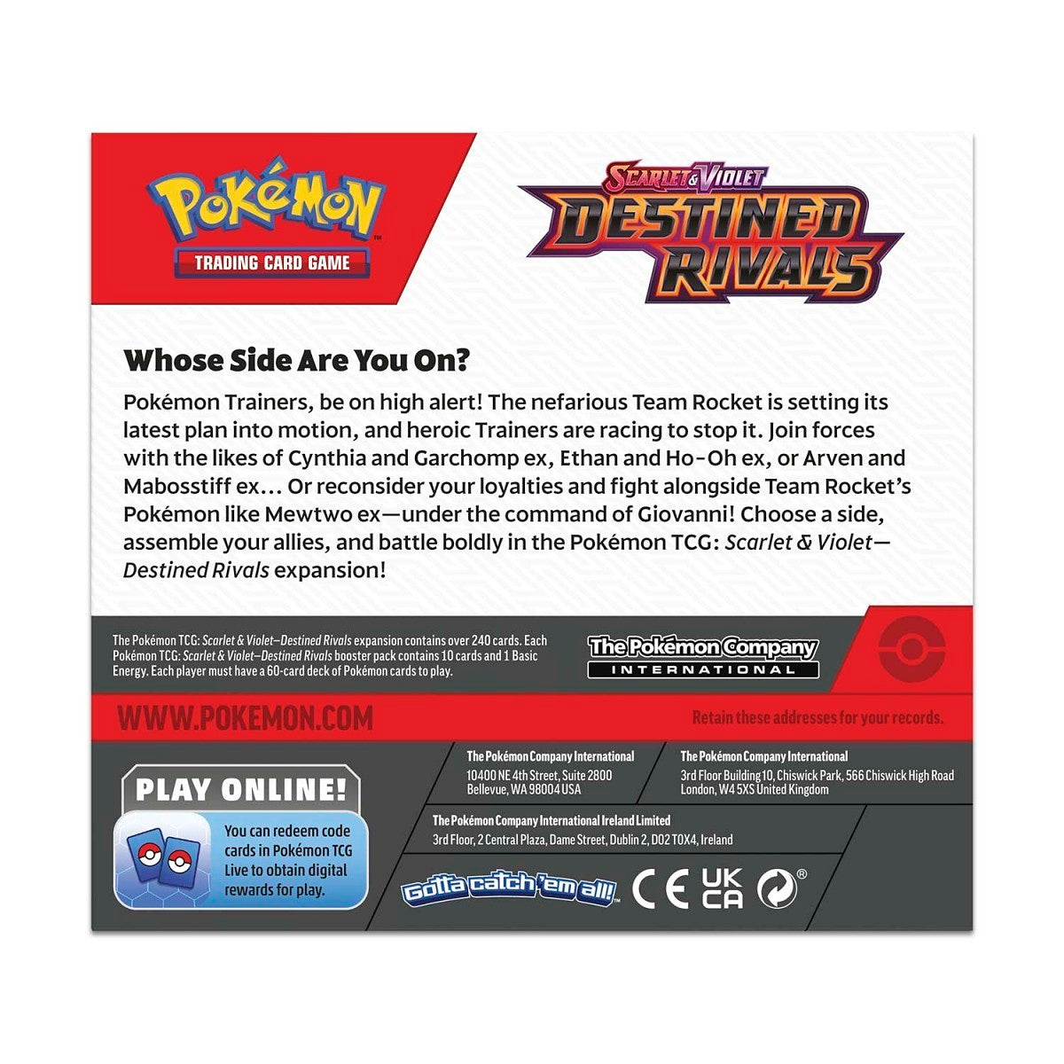 Pokemon Destined Rivals Booster Box back
