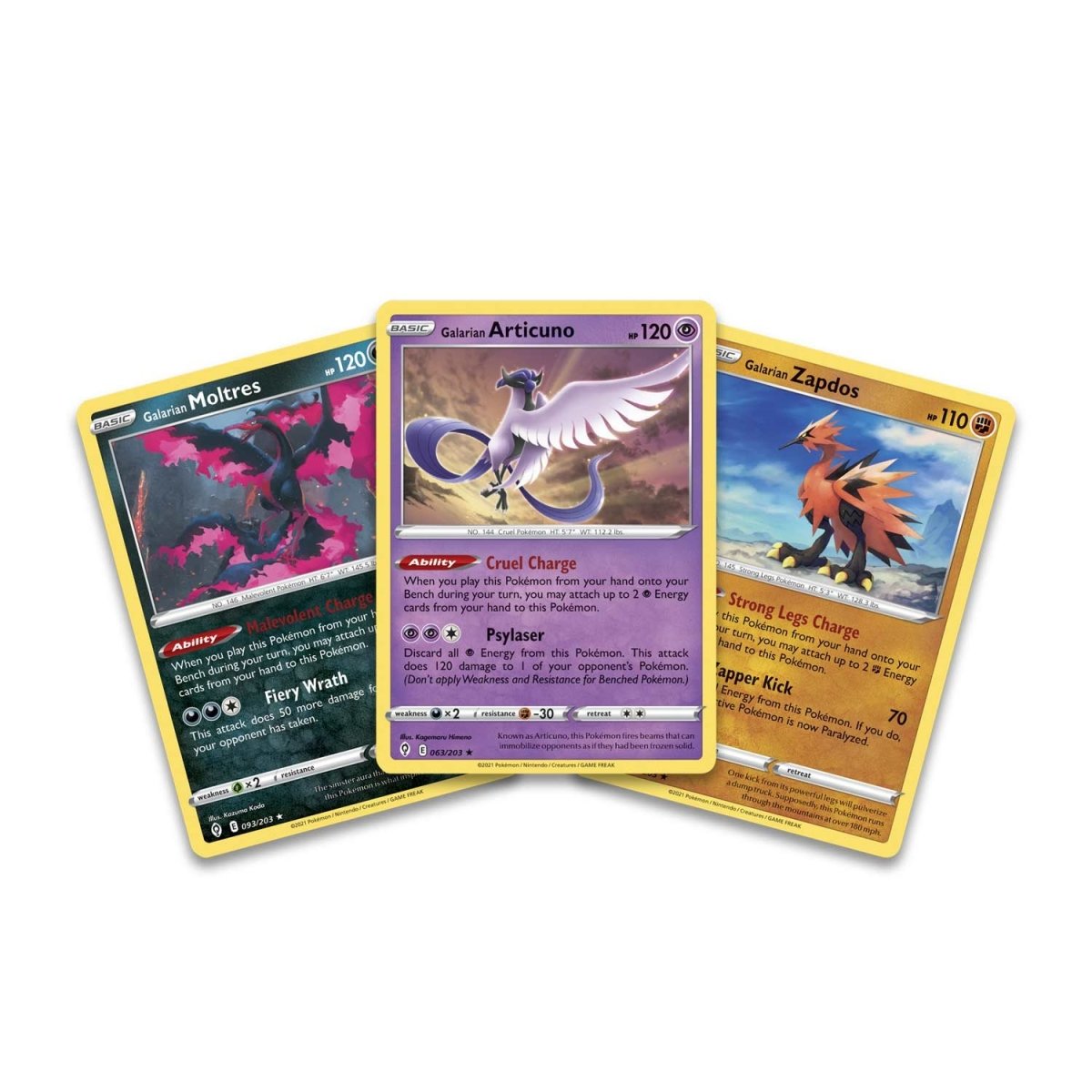 Pokemon Enhanced 2-Pack Blister Galarian Articuno, Zapdps, Moltres Cards