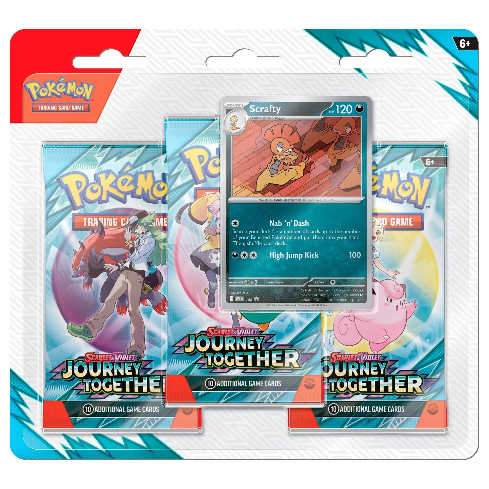 Pokemon Journey Together 3 Pack Blister Scrafty Promo SVP188