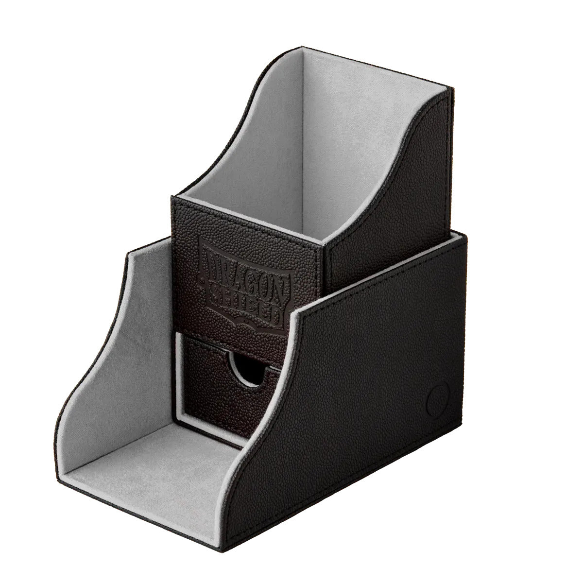 Dragon Shield Nest 100 Black/Grey holds 115+ double-sleeved cards or 100+ double-sleeved cards