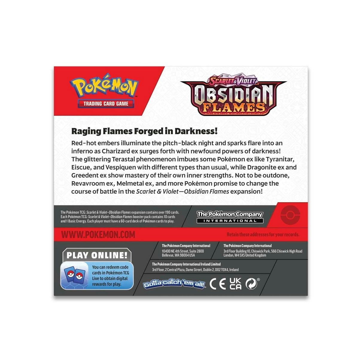 Pokemon Obsidan Flames Booster Box back