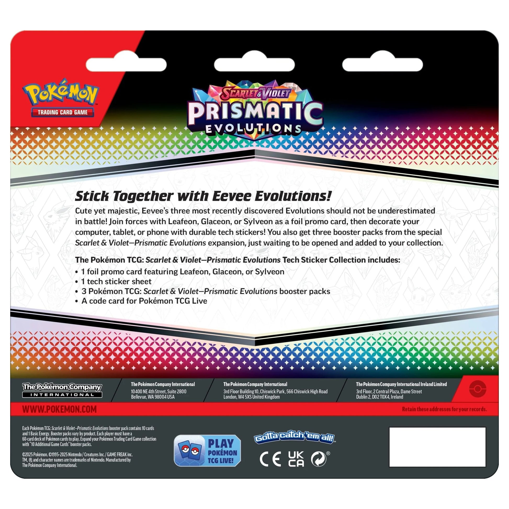 Prismatic Evolutions Tech Sticker Collection Blister Back
