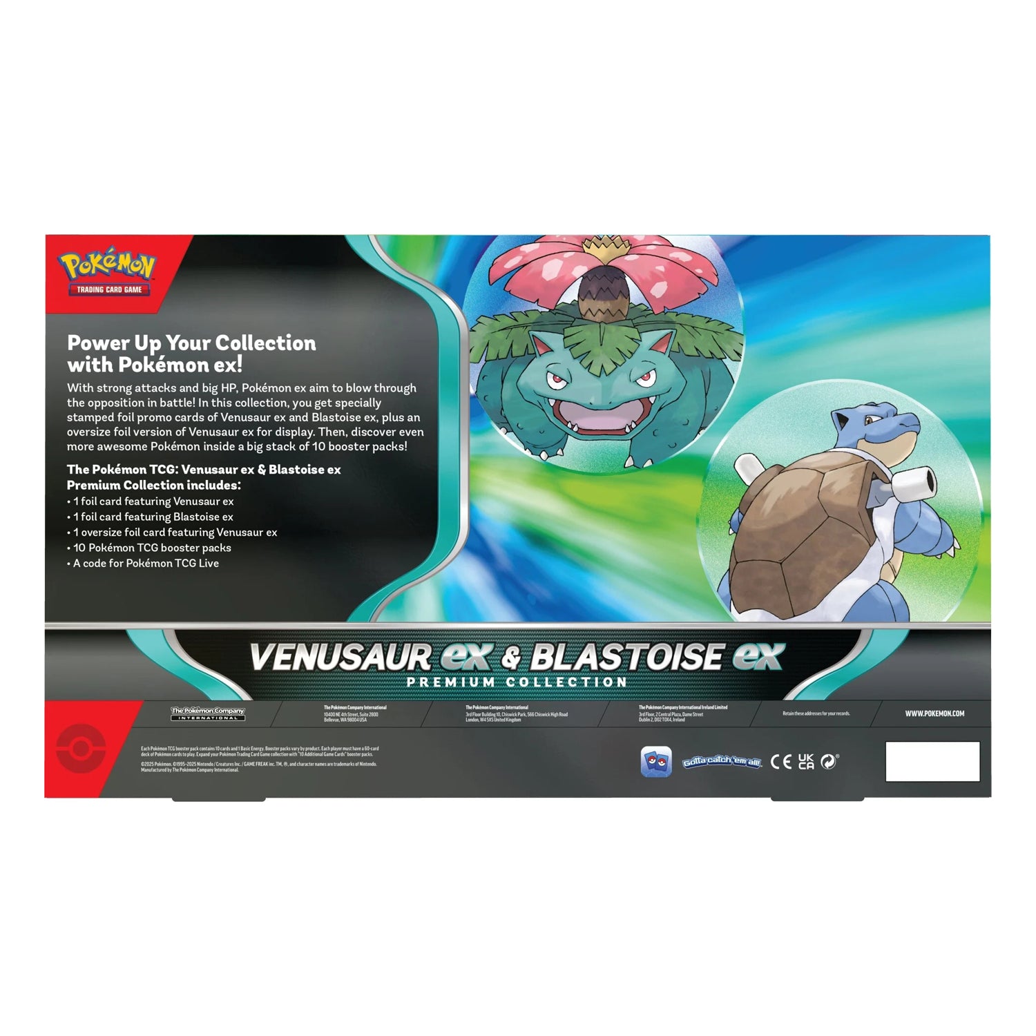 Pokemon Venusaur ex & Blastoise ex Premium Collection Back