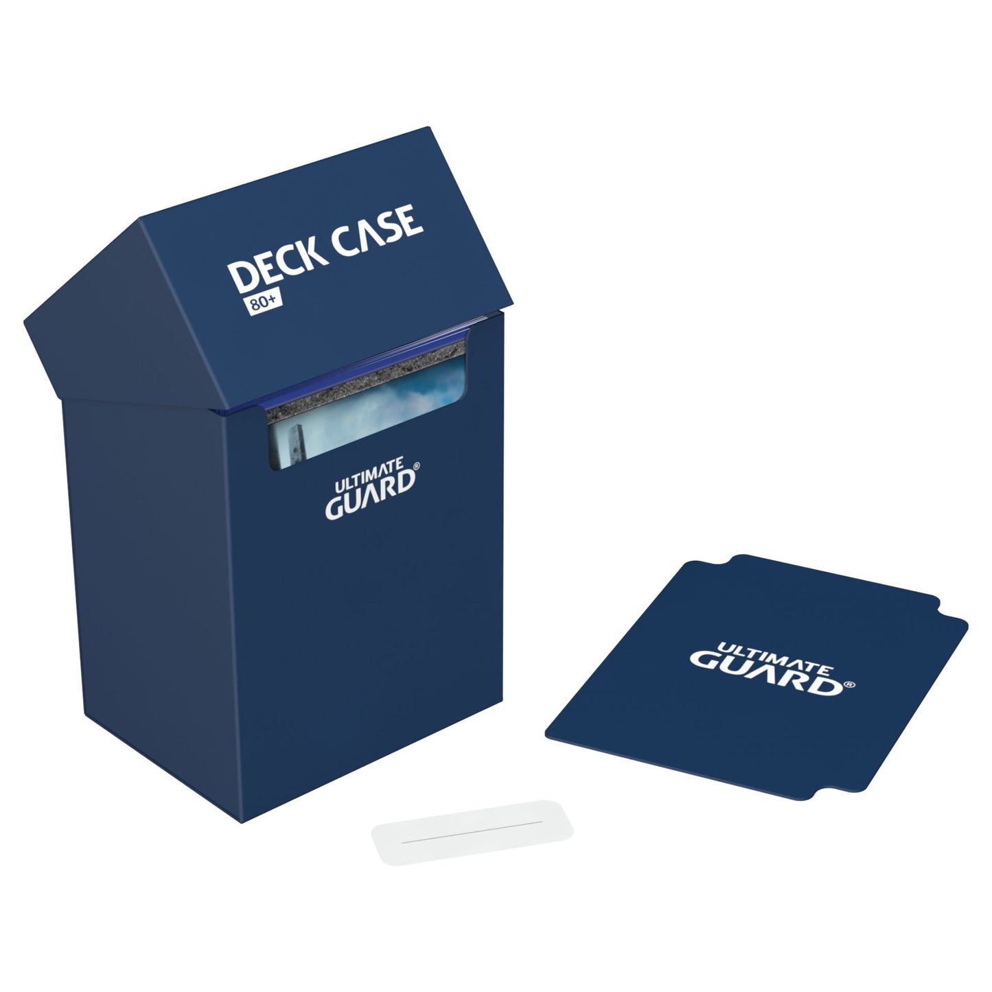 Ultimate Guard 80+ Dark Blue Deck Box with label and divider