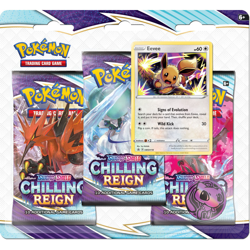 Pokemon Chilling Reign 3 Pack Blister Eevee Promo SWSH118